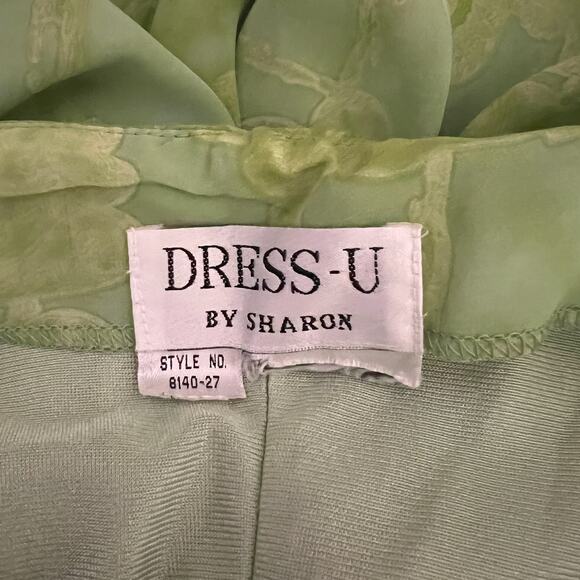 Vintage Y2K Dress-U Green Floral Slip Dress Ruffle Hem Bias Cut Spaghetti Strap - Picture 10 of 10